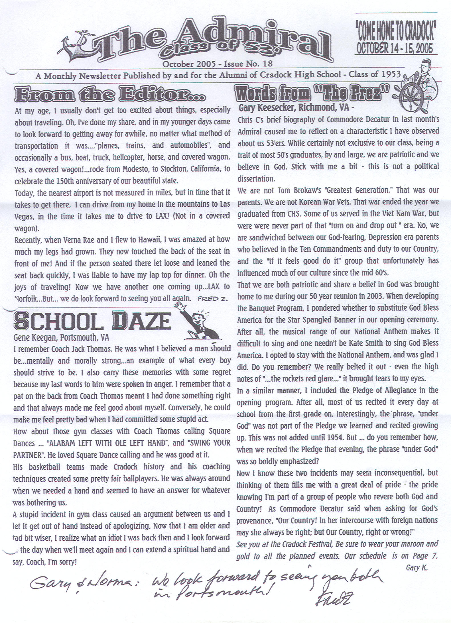 The Admiral - October 2005 - pg. 1